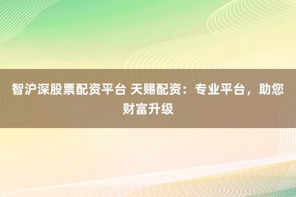 智沪深股票配资平台 天赐配资：专业平台，助您财富升级