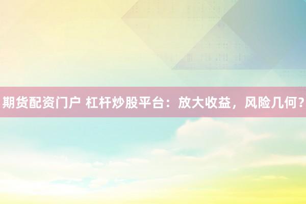 期货配资门户 杠杆炒股平台：放大收益，风险几何？