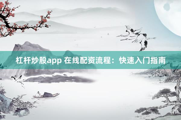 杠杆炒股app 在线配资流程：快速入门指南
