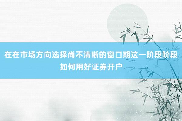在在市场方向选择尚不清晰的窗口期这一阶段阶段如何用好证券开户