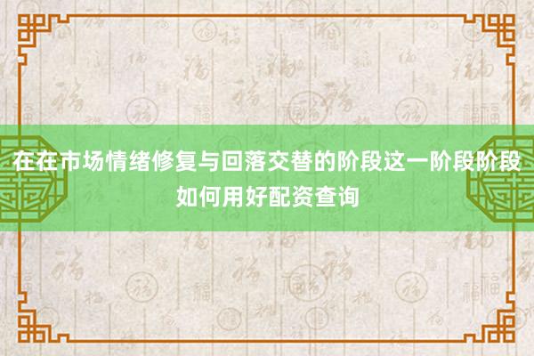 在在市场情绪修复与回落交替的阶段这一阶段阶段如何用好配资查询
