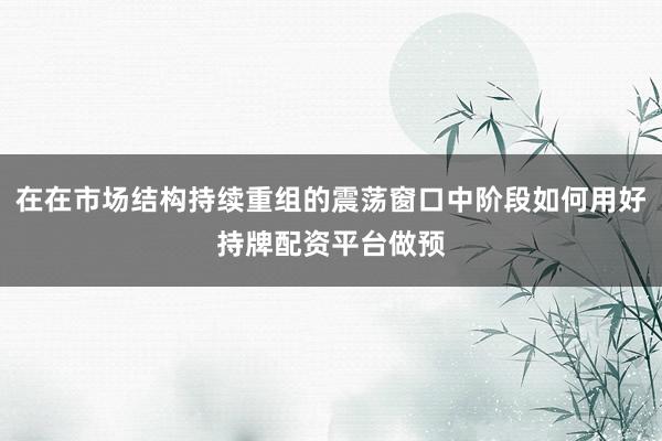 在在市场结构持续重组的震荡窗口中阶段如何用好持牌配资平台做预