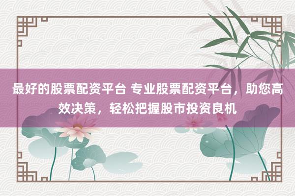 最好的股票配资平台 专业股票配资平台，助您高效决策，轻松把握股市投资良机
