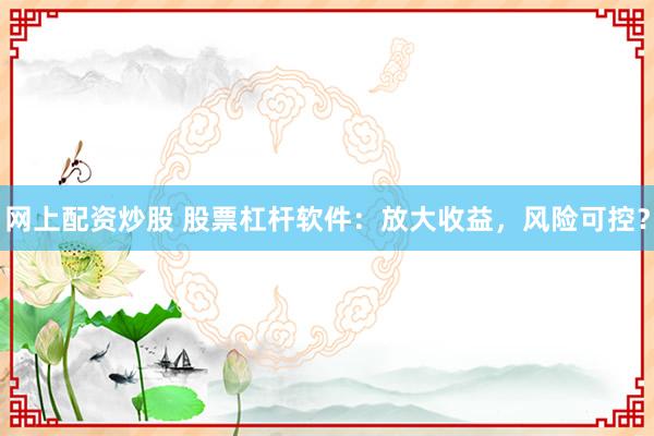 网上配资炒股 股票杠杆软件：放大收益，风险可控？