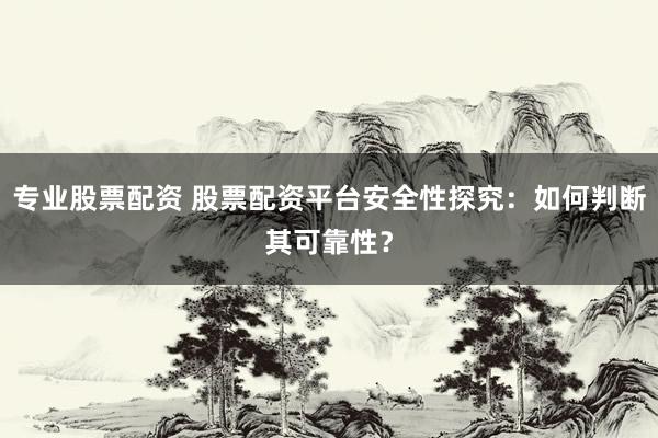 专业股票配资 股票配资平台安全性探究：如何判断其可靠性？