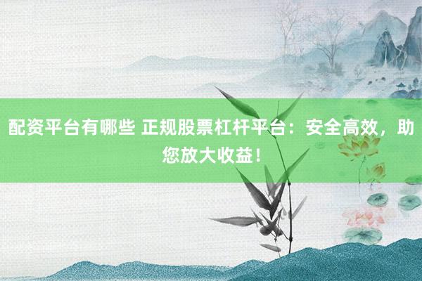 配资平台有哪些 正规股票杠杆平台：安全高效，助您放大收益！