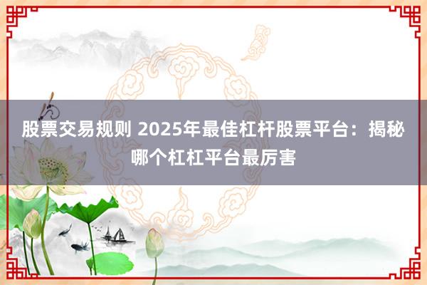 股票交易规则 2025年最佳杠杆股票平台：揭秘哪个杠杠平台最厉害