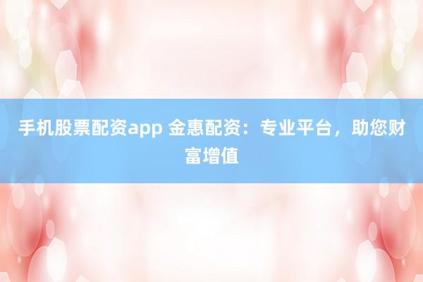手机股票配资app 金惠配资：专业平台，助您财富增值